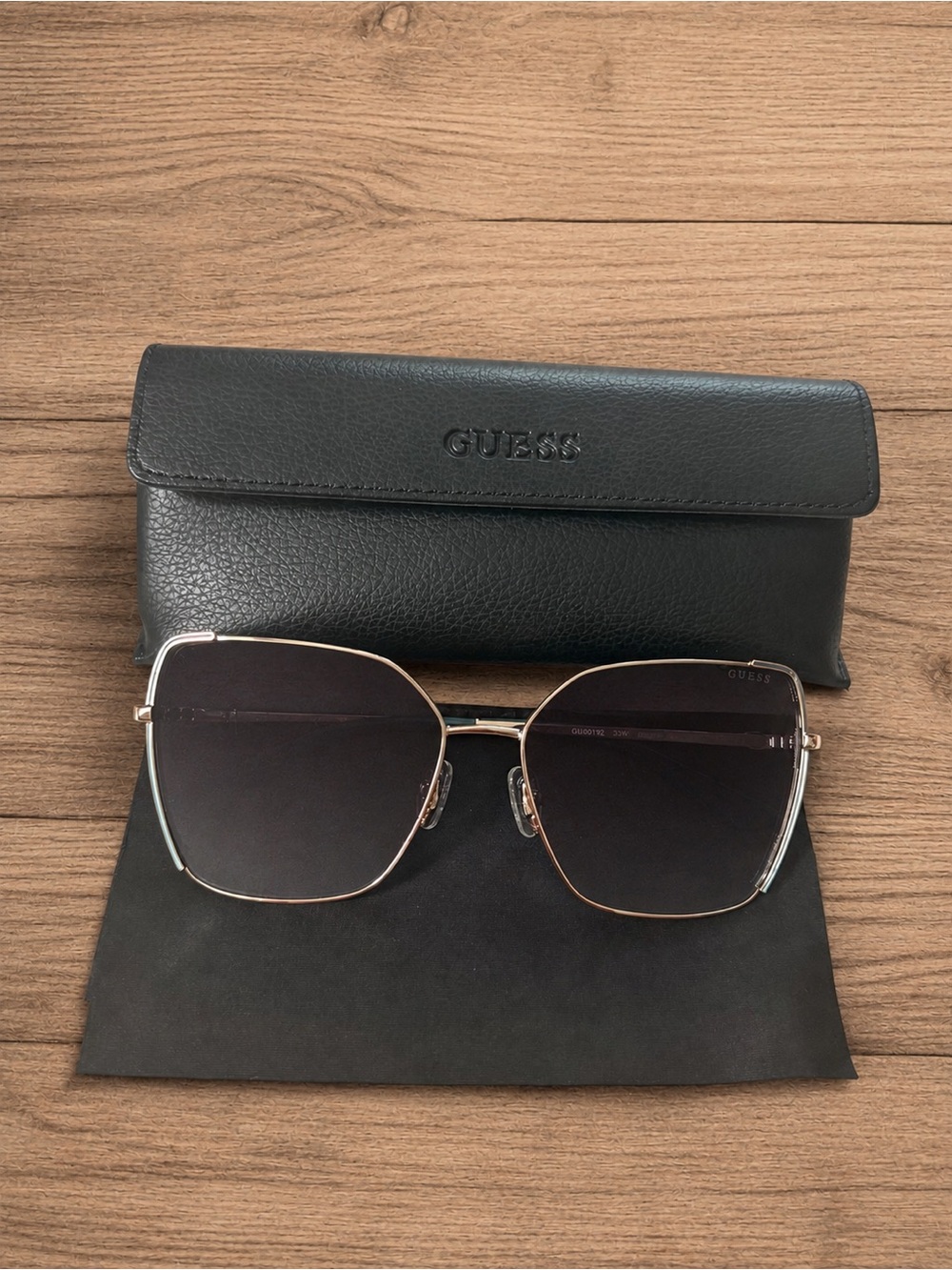 Guess Gold Frame Sunglasses with Blue Gradient Lenses